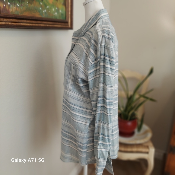 ๐ FINAL PRICE DROP Billabong Easy Movin Button Up Shirt Blue Woven Sz S - Picture 13 of 14